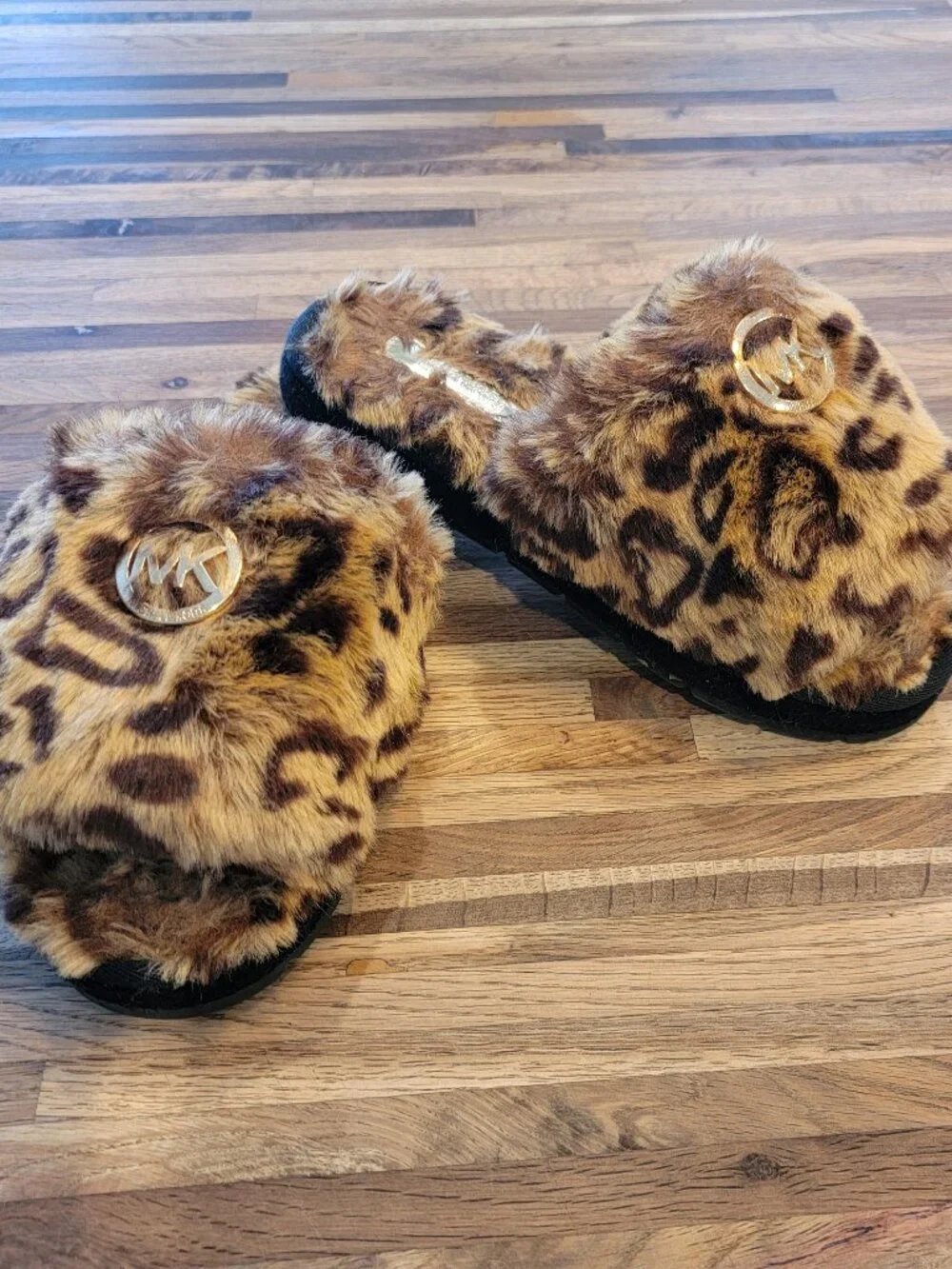 Big Girls Michael Kors Grace Fay Cheetah Faux Fur Slides/Slippers
